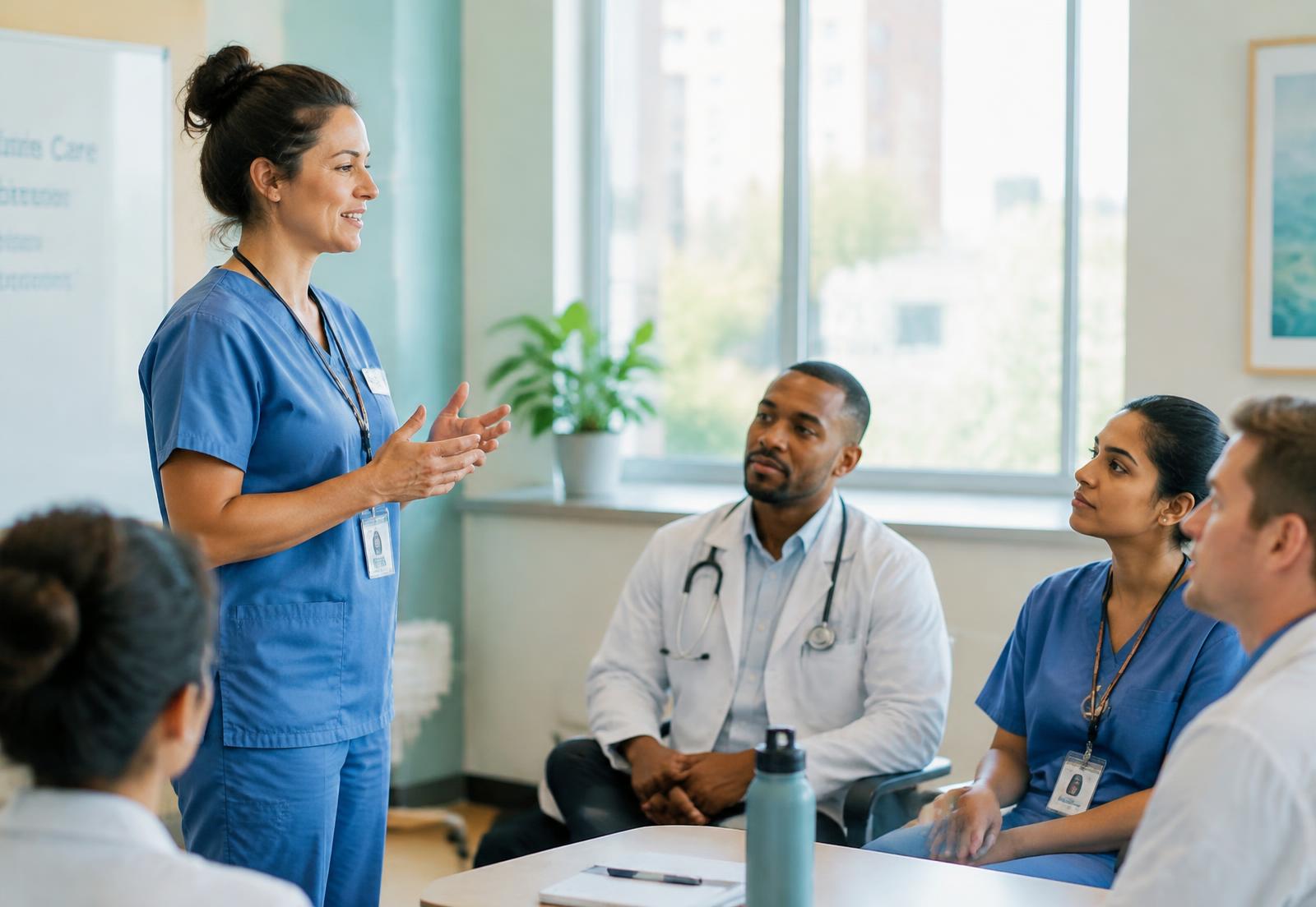 Educator teaching clinical staff